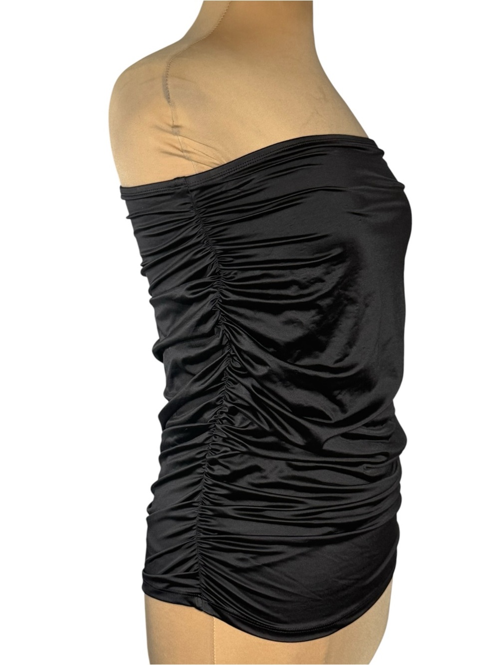 Good American Black Ruched Strapless Tube Top Size 4 XL 16 EUC - Picture 4 of 9